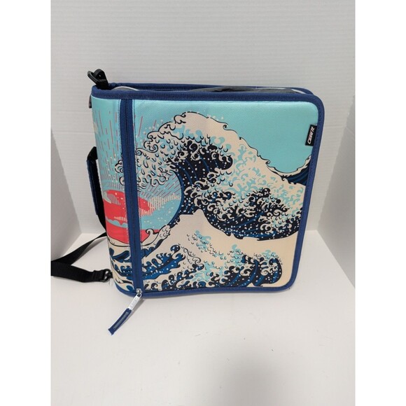 Case-It The Mighty Zip Tab Japanese Wave 3 Ring Zipper Binder & File Folder - Picture 6 of 6